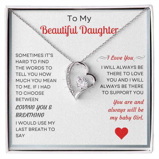 Beautiful Daughter Heart Pendant- Gift for Daughter- Bonus Daughter