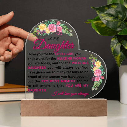 Daughter Heart Plaque- with Roses