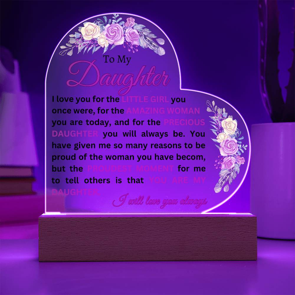 Daughter Heart Plaque- with Roses