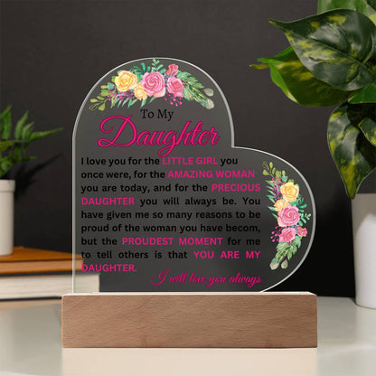 Daughter Heart Plaque- with Roses