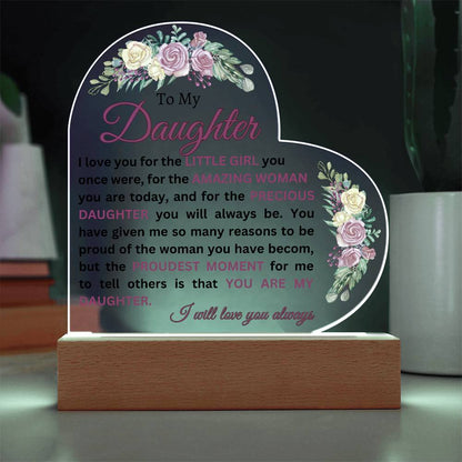 Daughter Heart Plaque- with Roses