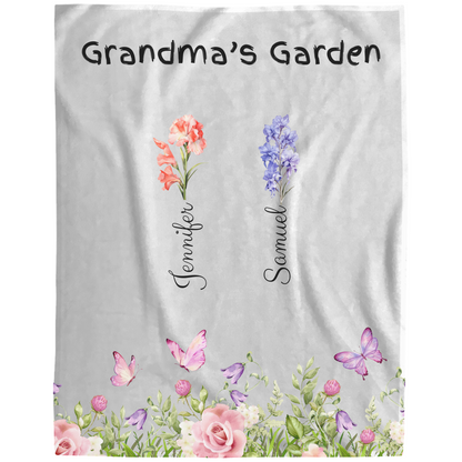 Custom Garden of Love Blanket – Personalized Floral Throw with Family Names