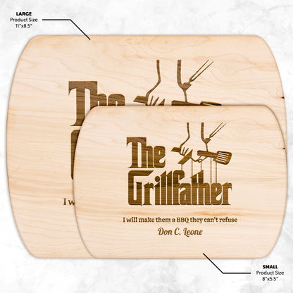 The Grillfather – Personalized Oval Cutting Board for Dad, Husband, or Grill Master