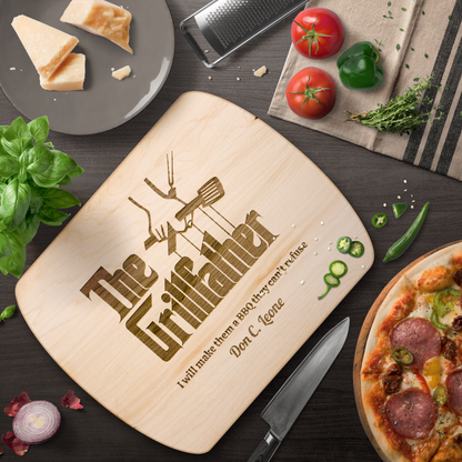 The Grillfather – Personalized Oval Cutting Board for Dad, Husband, or Grill Master