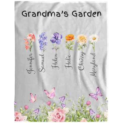 Custom Garden of Love Blanket – Personalized Floral Throw with Family Names