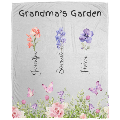 Custom Garden of Love Blanket – Personalized Floral Throw with Family Names
